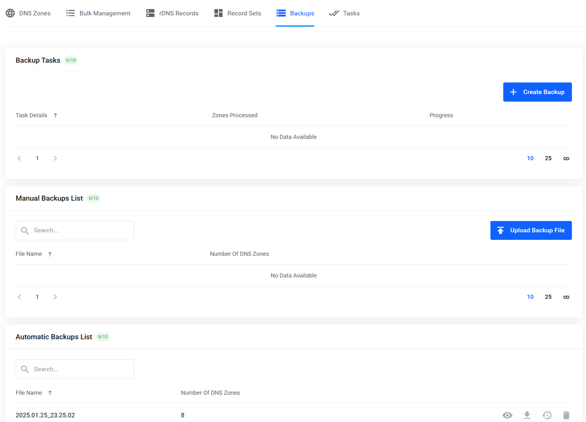 DNS Cloud Hosting - Der Georedundante DNS Dienst - Automatischen und manuelles DNS Zonen Backup 