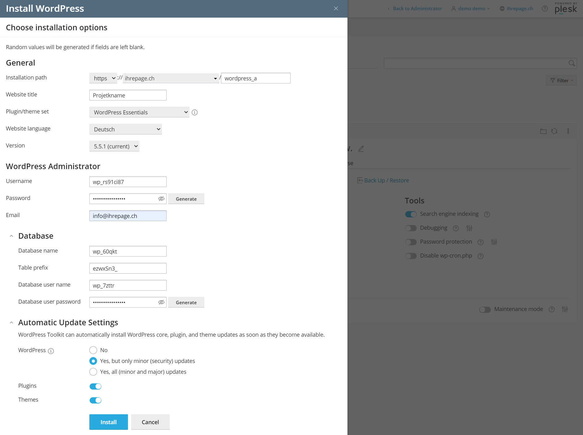 wordpress hosting schweiz - Wordpress Installation